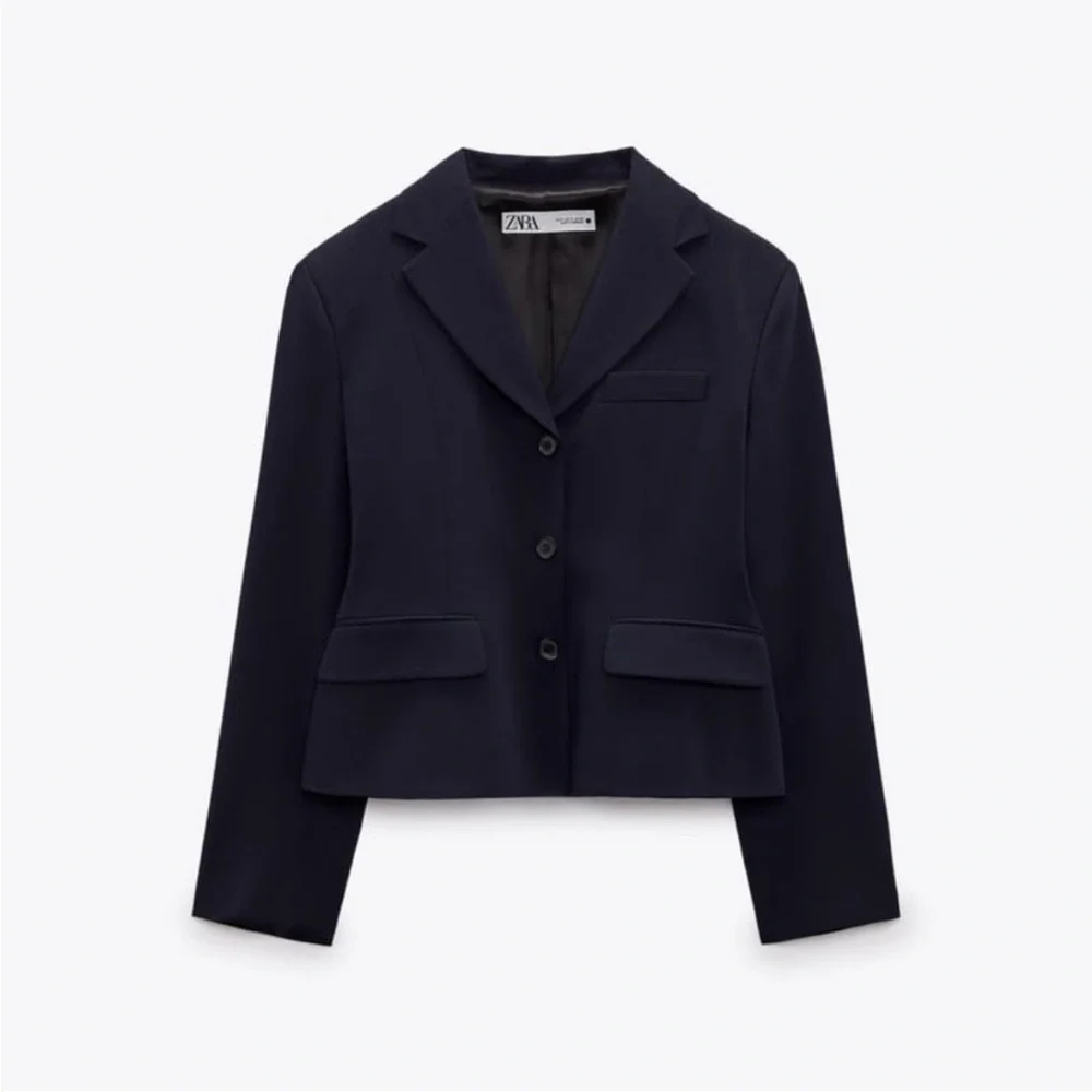 NWT ZARA TAILORED WOOL BLEND BLAZER  NAVY BLUE - REF. 2336/408 Large - Picture 11 of 13